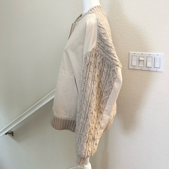 Anthropologie Central Park West Myles Cable-Knit  Sweater full zip XL beige NWT - Picture 8 of 16